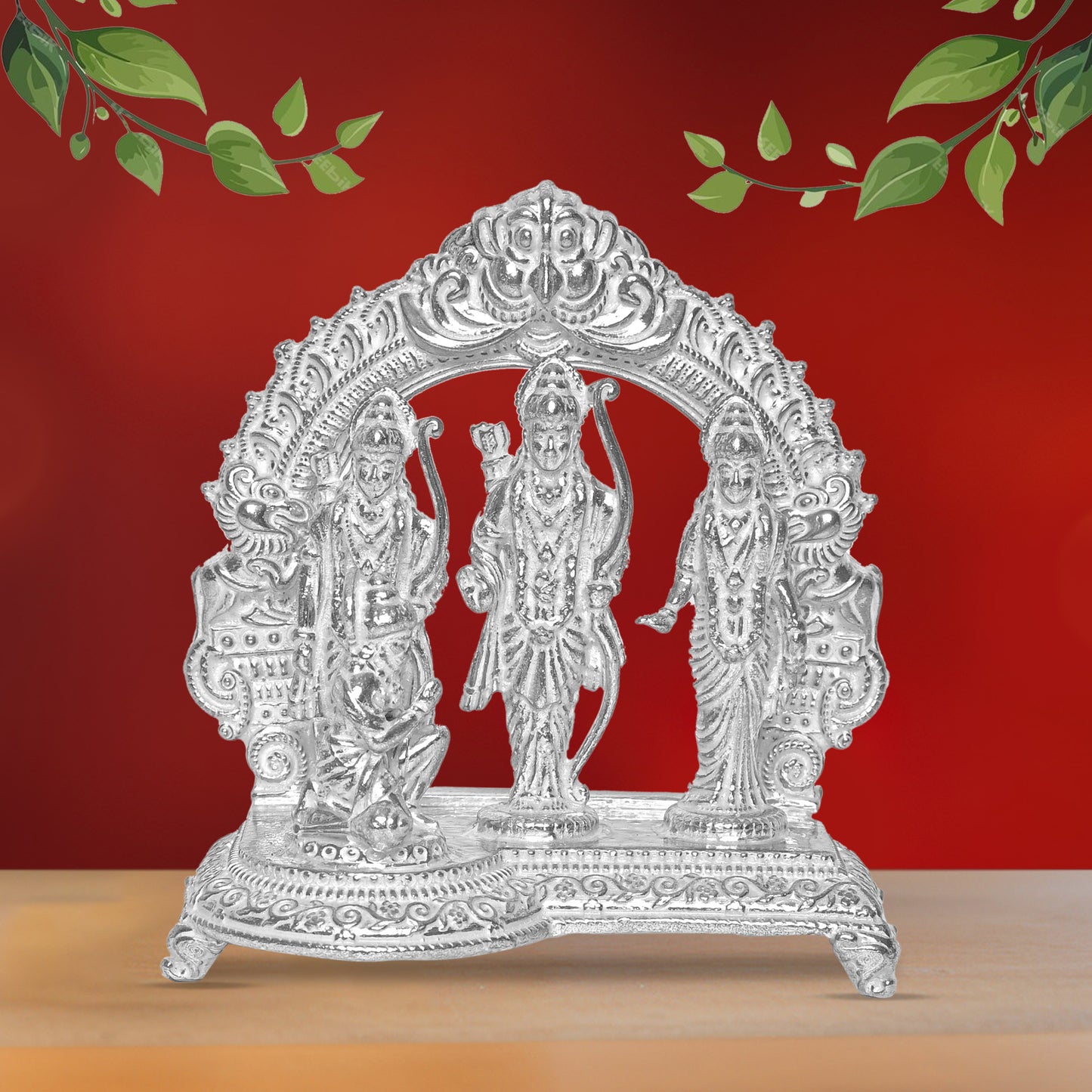 925 Pure Silver Ram Darbar Idol Statue Stunning Tribute to Divine Grace Spiritual Devotion for Home Office Décor, Tabletop, Puja Room Gift (7.5x13.9 CM, 139g)