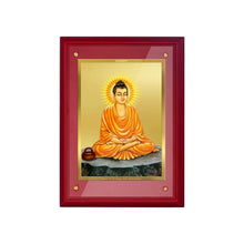 Load image into Gallery viewer, DIVINITI Buddha Gold Plated Wall Photo Frame, Table Décor| MDF 3 Wooden Wall Photo Frame and 24K Gold Plated Foil| Religious Photo Frame Idol For Pooja, Gifts Items (30.0CMX23.0CM)
