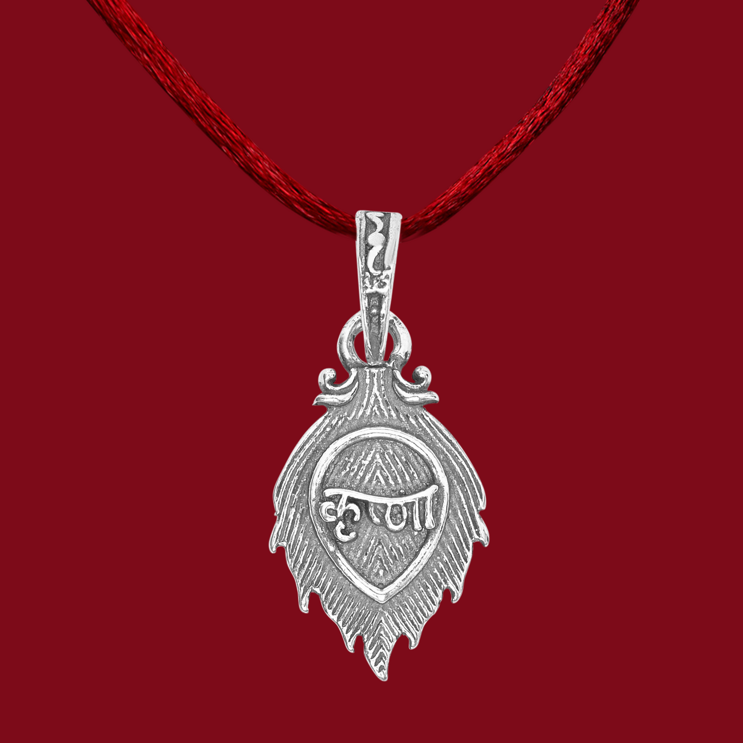DIVINITI 925 Pure Silver Leaf Krishna Pendant for Men, Women & Kids Divine God Pendant for Birthday, Anniversary, Special Occasion Gift (1.9x1.3 CM 4 g)