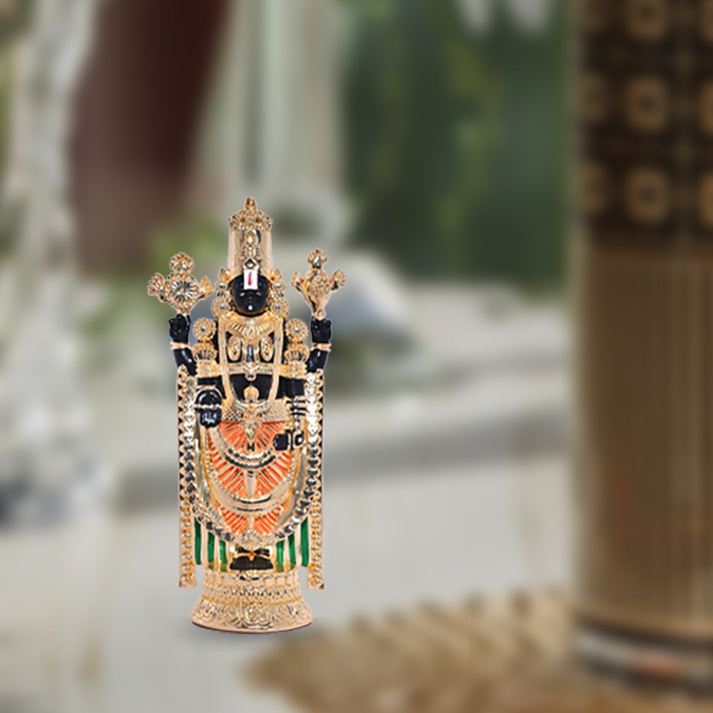 Diviniti Tirupati Balaji Idol for Office Desk Puja Room Tirupati Idol for Home Decor Birthday Festivals Lord Venkateswara Balaji Statue Figurine Gifting 21x7.6 CM