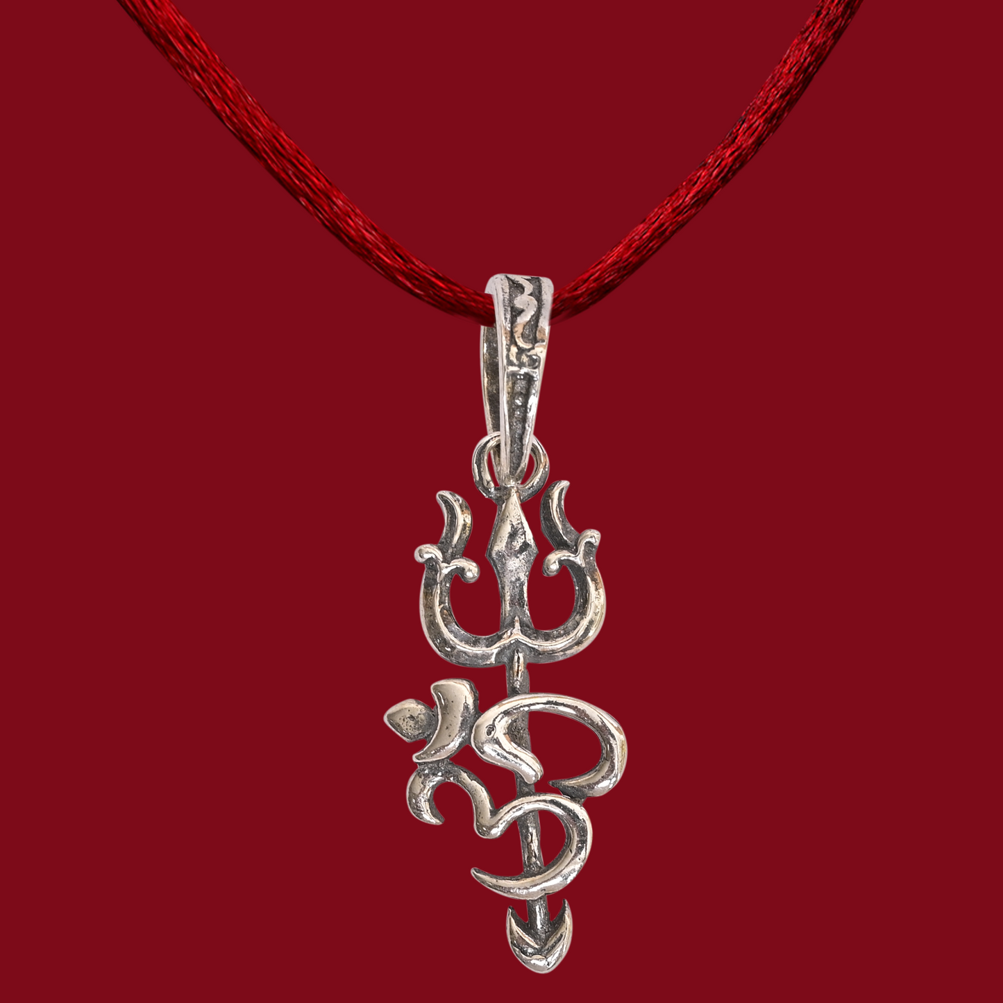 DIVINITI 925 Pure Silver Trishul with Om Pendant for Men, Women & Kids Divine God Pendant for Birthday, Anniversary, Special Occasion Gift (2.1x1 cm, 1g)