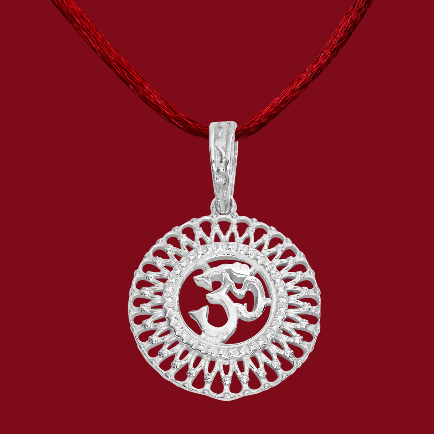 DIVINITI 925 Pure Silver Om Round Big Pendant for Men, Women & Kids Divine God Pendant for Birthday, Anniversary, Special Occasion Gift (2x2 CM 4 g)