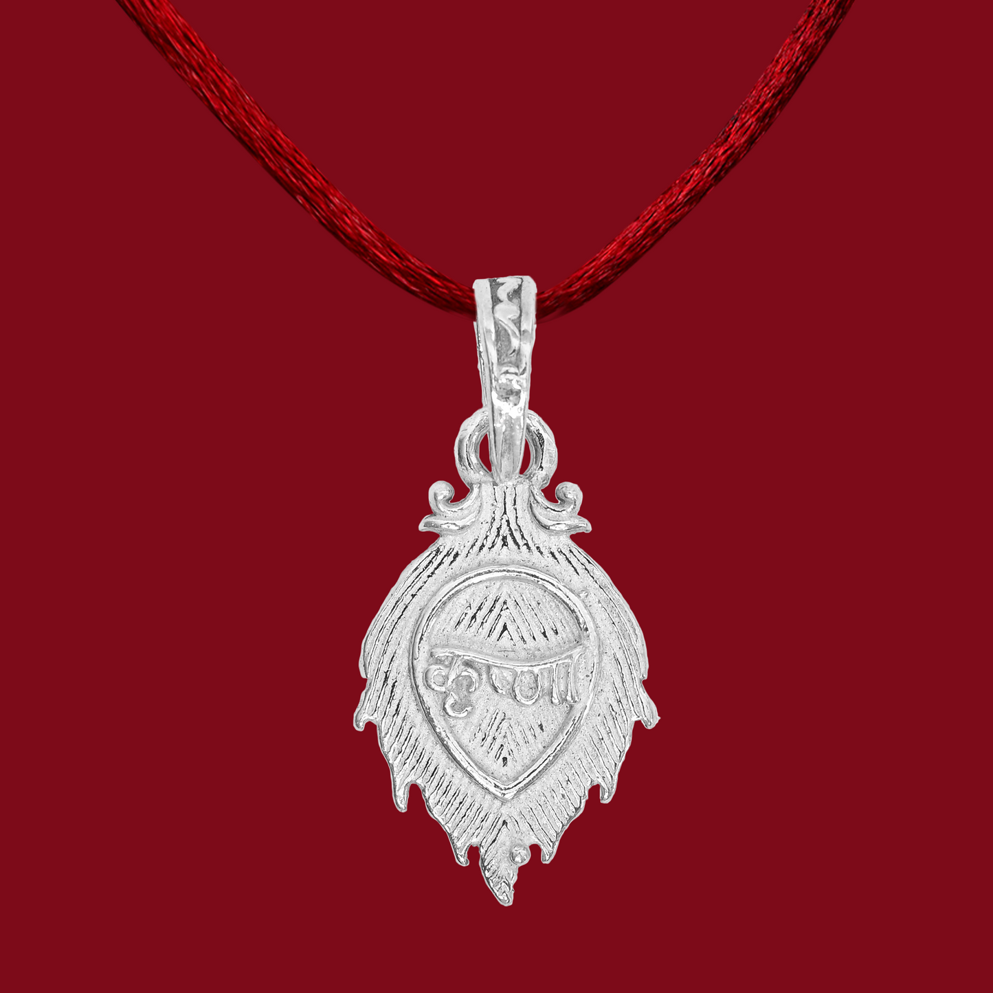 DIVINITI 925 Pure Silver Leaf Krishna Pendant for Men, Women & Kids Divine God Pendant for Birthday, Anniversary, Special Occasion Gift (2x1.3 CM 4 g)