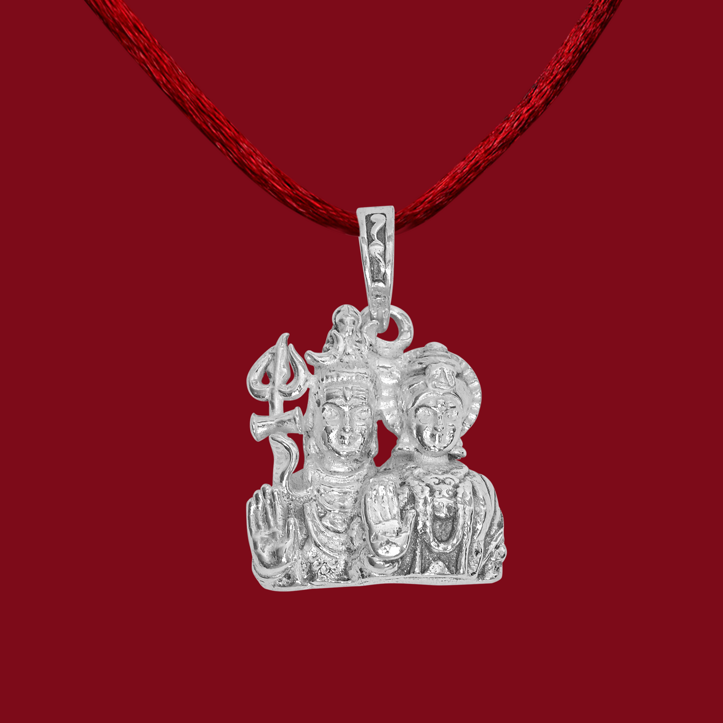 925 Pure Silver Shiv Parvati Small Pendant For Men, Women & Kids Divine God Pendant For Birthday, Anniversary, Special Occasion Gift (1.7x1.4 CM 5 g)