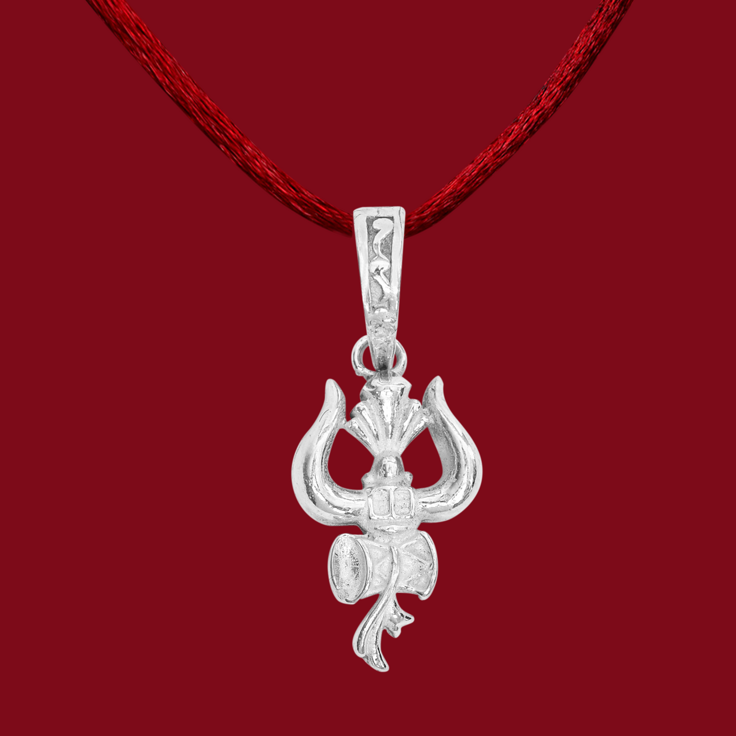 925 Pure Silver Om with Damru Pendant for Men, Women & Kids Divine God Pendant for Birthday, Anniversary, Special Occasion Gift (2.6x1.6 CM 3 g)