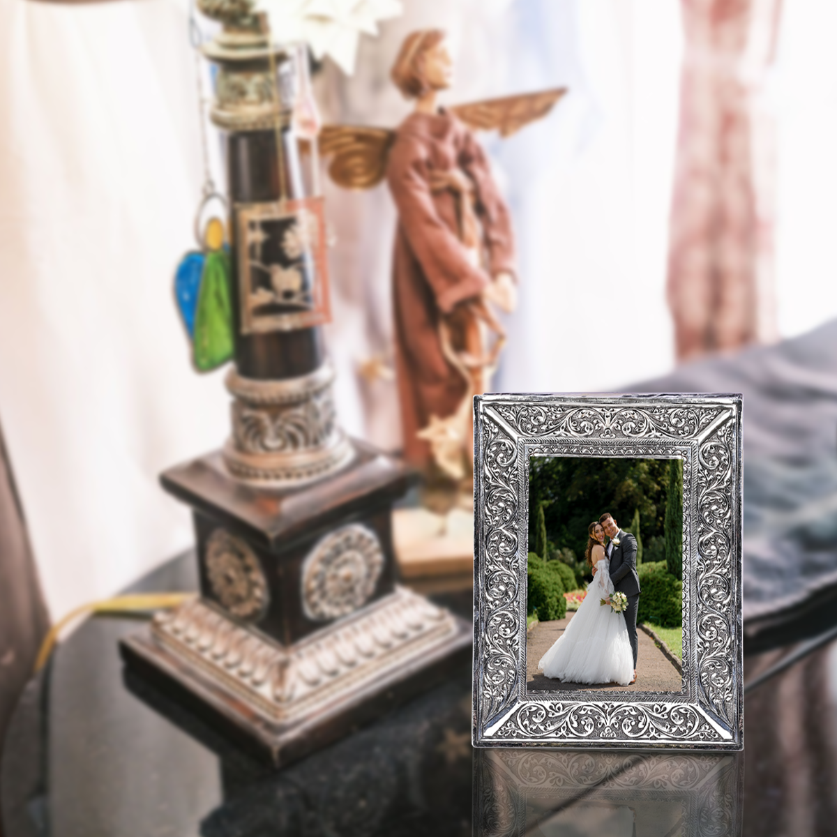 Pure Silver Vintage Photo Frame Rectangle Design (16x21 cm 232g)