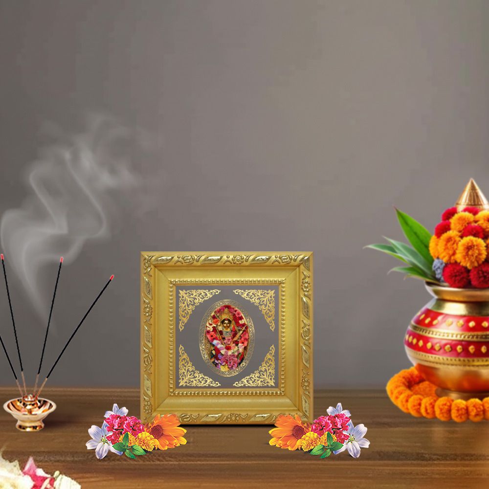 Katyayani Mata | Divine Durga Form Royal Tabletop Photo Frame in 24K Gold Plated Foil
