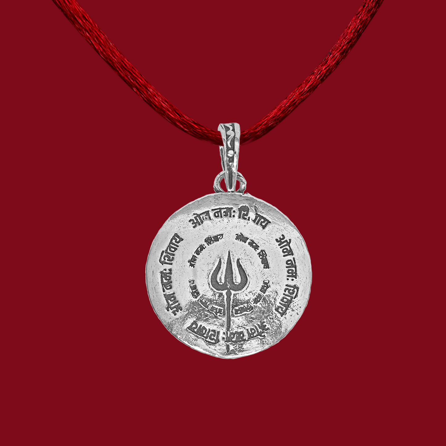 DIVINITI 925 Pure Silver Trishul Round Pendant For Men, Women & Kids Divine God Pendant For Birthday, Anniversary, Special Occasion Gift (2.5x2.5 CM 10 g)