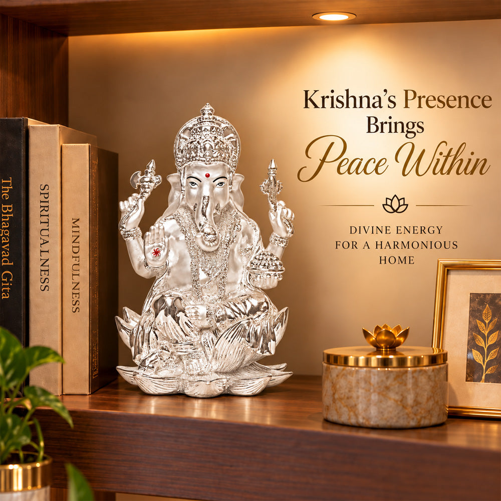 999 Silver-Plated Lord Ganesha Idol | Premium Gift Box | 18x12 CM