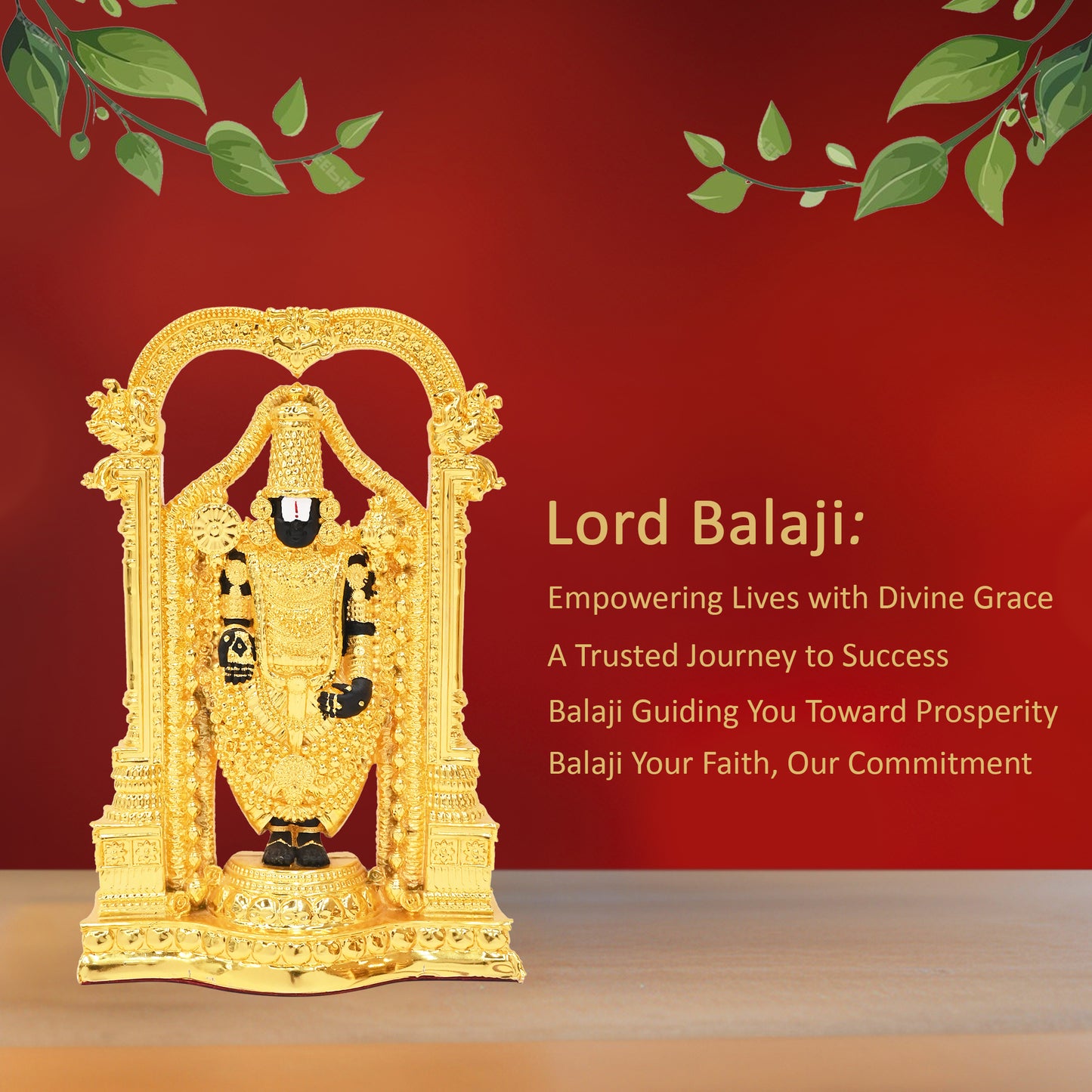 DIVINITI 24K Gold-Plated Tirupati Balaji Idol Statue Blessings of Abundance and Prosperity for Home Office Décor Tabletop, Puja Room Gift (8.5x5.5 CM)