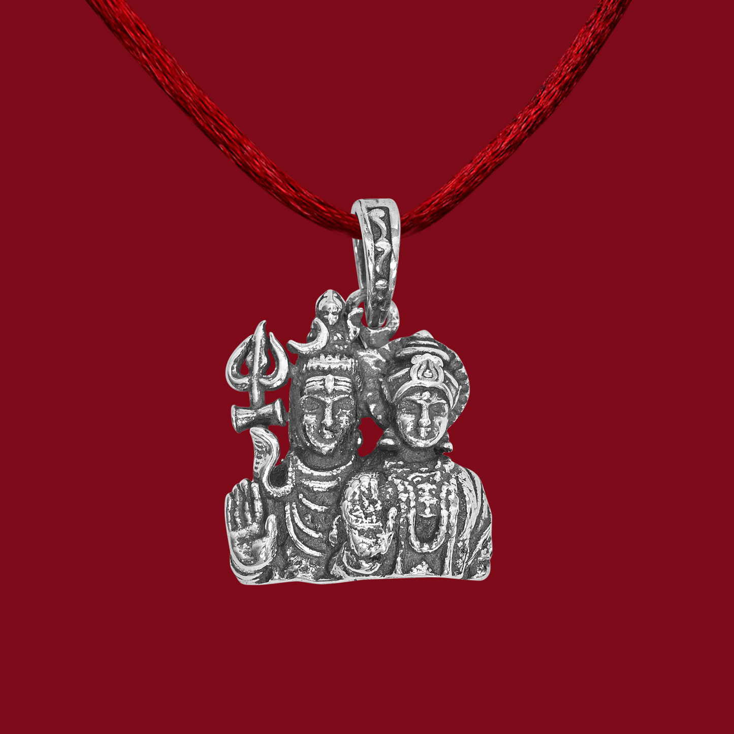 925 Pure Silver Shiv Parvati Small Pendant For Men, Women & Kids Divine God Pendant For Birthday, Anniversary, Special Occasion Gift (1.7x1.4 CM 5 g)