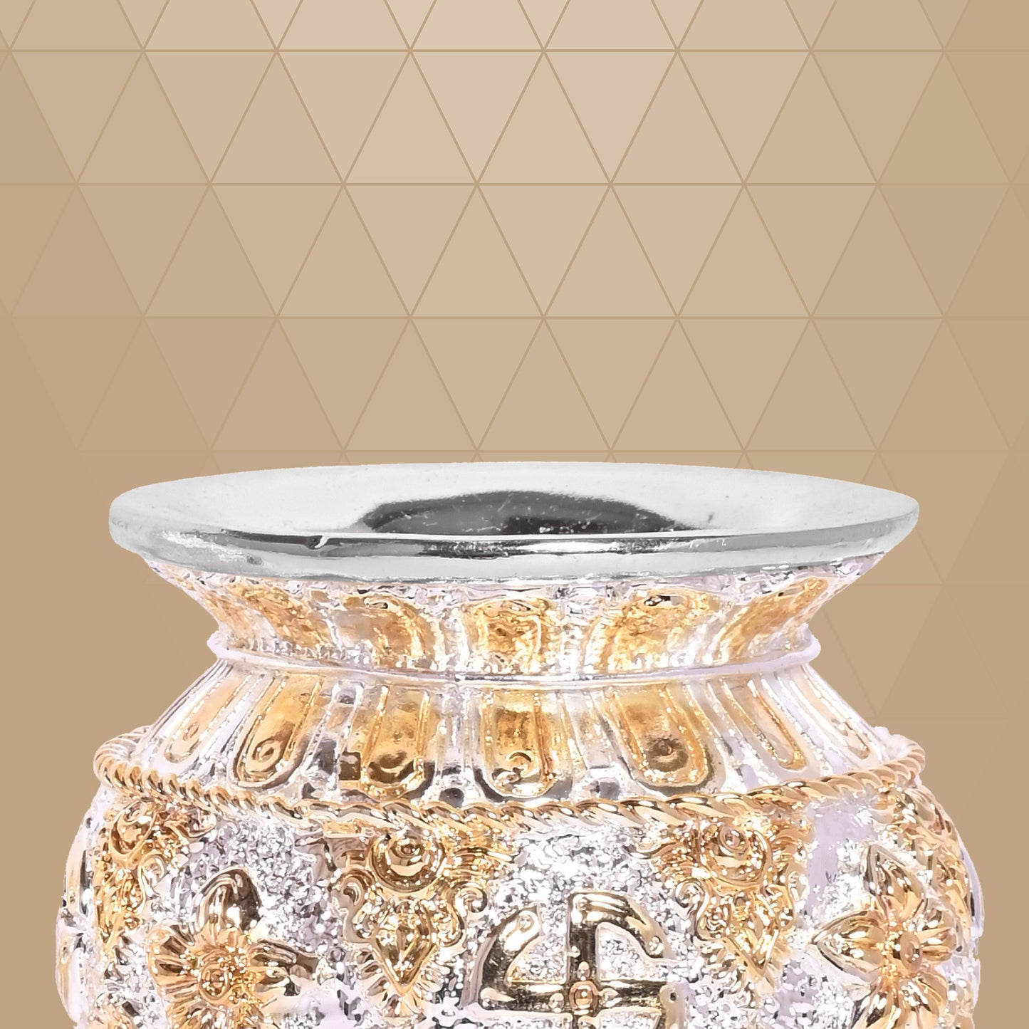 DIVINITI 999 Silver Plated Kalash with Swastik Timeless Emblem of Prosperity Grace for Home Office Décor, Puja Room Diwali Gift (9x8 CM)