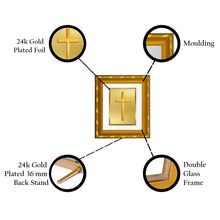 Load image into Gallery viewer, DIVINITI 24K Gold Plated Holy Cross Photo Frame For Home Decor Showpiece, TableTop (15.0 X 13.0 CM)

