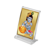Load image into Gallery viewer, Diviniti 24K Gold Plated Bal Gopal Frame For Car Dashboard, Home Decor, Housewarming Gift (11 x 6.8 CM)
