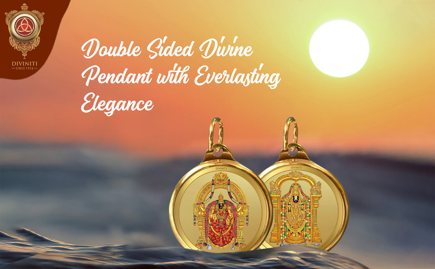 Diviniti 24K Gold Plated Padmawati & Tirupati Balaji 22MM Double Sided Pendant For Men, Women & Kids