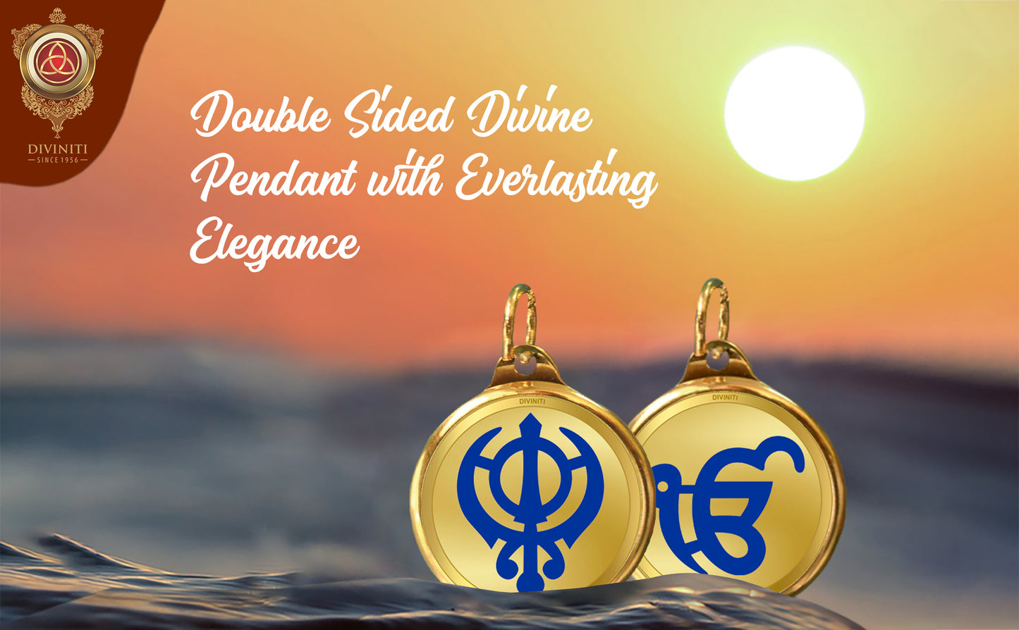 Diviniti 24K Double sided Gold Plated Pendant KHANDA SAHIB & IK ONKAR |22 MM Flip Coin (1 PCS)