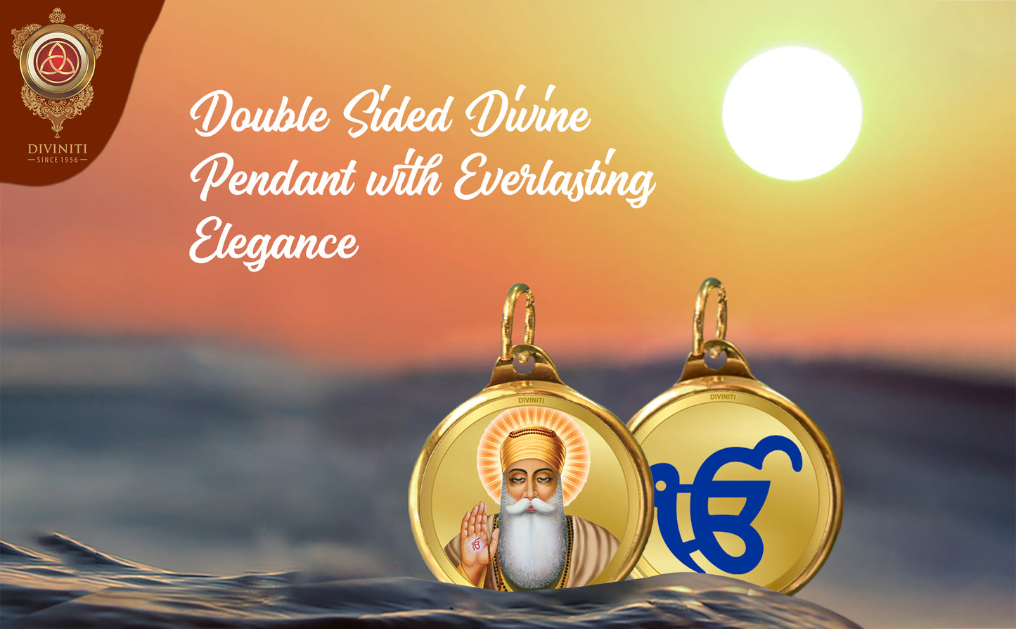 Diviniti 24K Double sided Gold Plated Pendant Guru Nanak Dev Ji & Ik Onkar|28 MM Flip Coin (1 PCS)