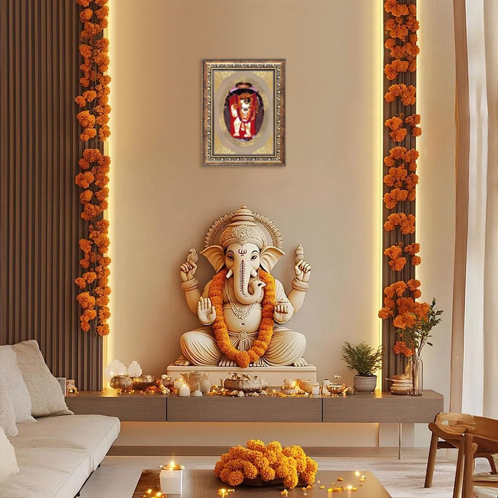 Mehandipur Balaji | Divine Hanuman Wall & Tabletop Royal Photo Frame in 24K Gold Plated Foil