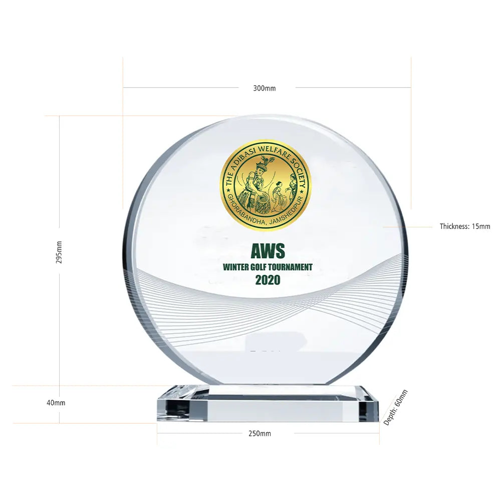 Premium Acrylic Crystal Round Golf Customized Trophy Personalized