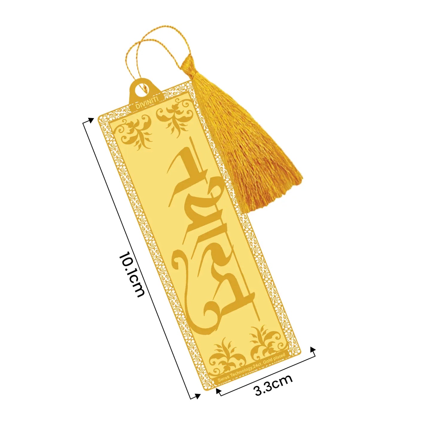 Diviniti 24K Gold Plated Acrylic Bookmark with String | Design - Tathastu | Size -10cm x 4cm|Luxury Gifting