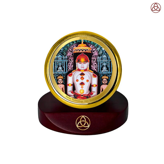 Adinath | Adishwara Tirthankara Rishabhanatha For Car Dashboard Frame in 24K Gold Plated Foil