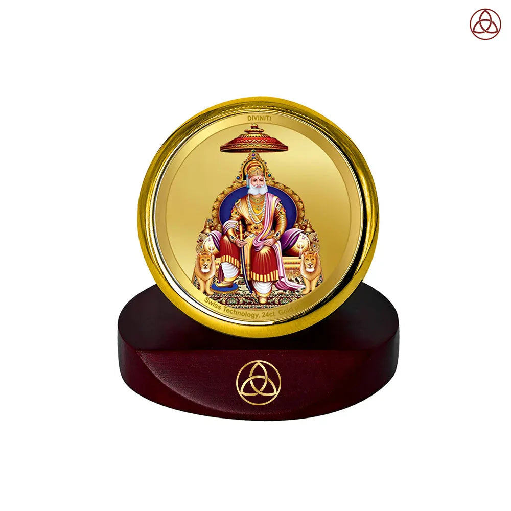 Maharaja Agrasen For Car Dashboard Frame in 24K Gold Plated Foil