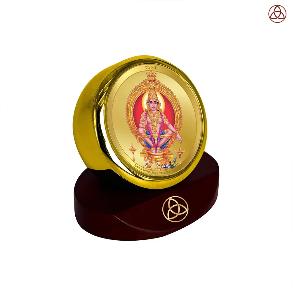 Lord Ayyappan | Hariharan For Car Dashboard Frame in 24K Gold Plated Foil