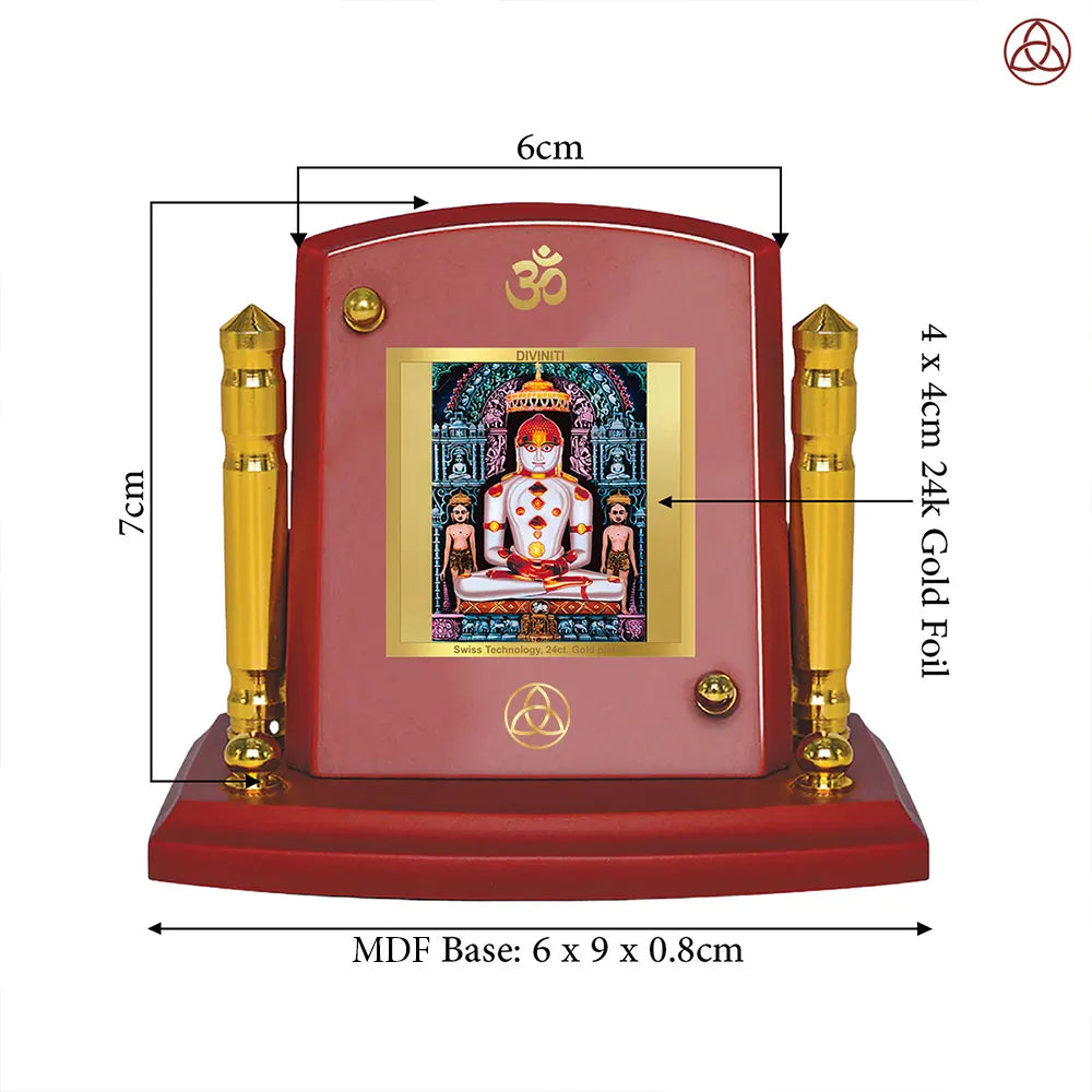 Adinath | Adishwara Tirthankara Rishabhanatha For Car Dashboard Frame in 24K Gold Plated Foil