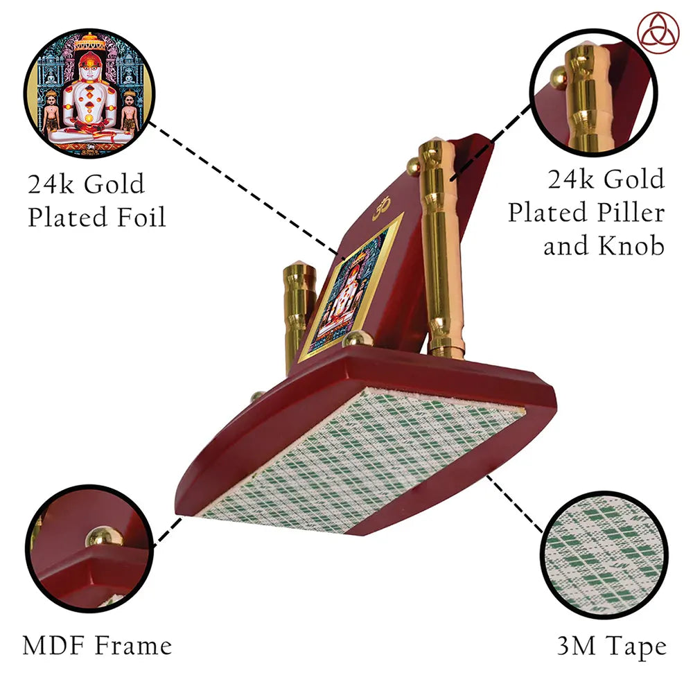 Adinath | Adishwara Tirthankara Rishabhanatha For Car Dashboard Frame in 24K Gold Plated Foil