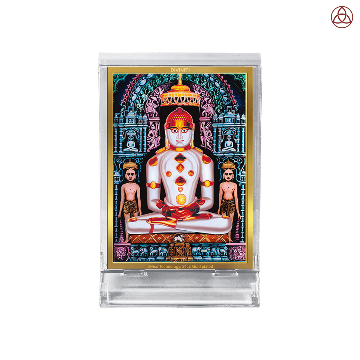 Adinath | Adishwara Tirthankara Rishabhanatha For Car Dashboard Frame in 24K Gold Plated Foil