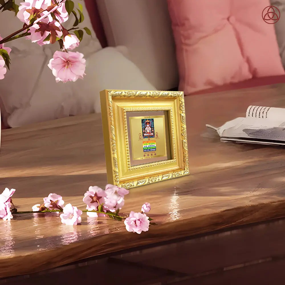 Lord Adinath with Namokar Mantra For Tabletop Frame in 24K Gold Plated Foil