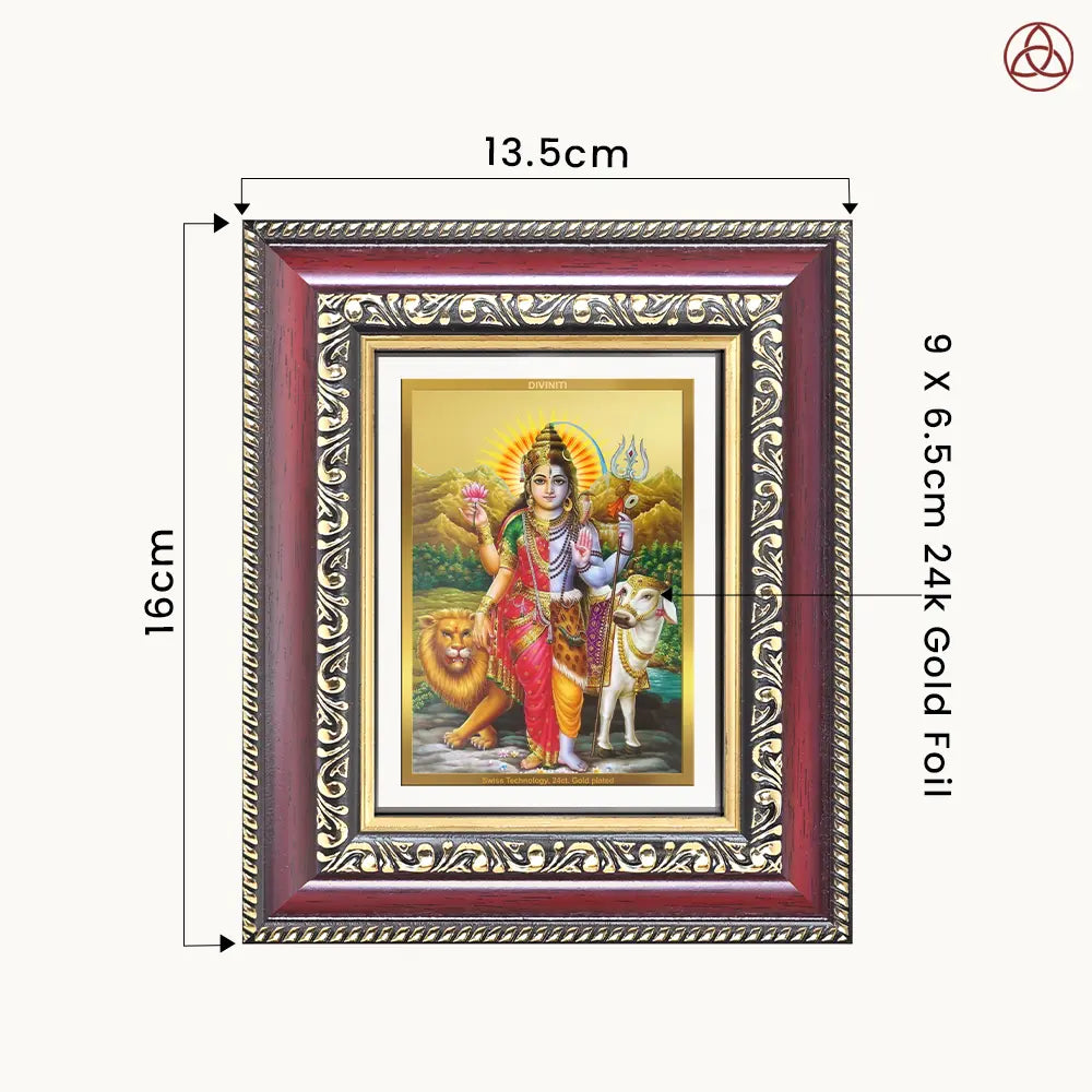 Ardhnarishwara | Naranari | Ammaiyappan Ardhanarinateshvara Tabletop Frame in 24K Gold Plated Foil