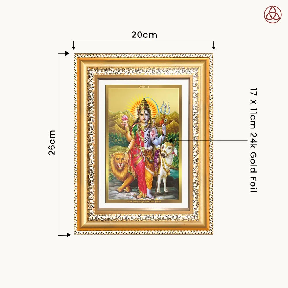 Ardhnarishwara | Naranari | Ammaiyappan Ardhanarinateshvara for Wall & Tabletop Photo Frame in 24K Gold Plated Foil