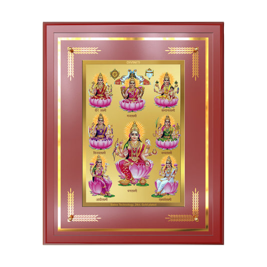 Ashtalakshmi | Lakshmi Devi for Wall Mount Photo Frame in 24K Gold Plated Foil