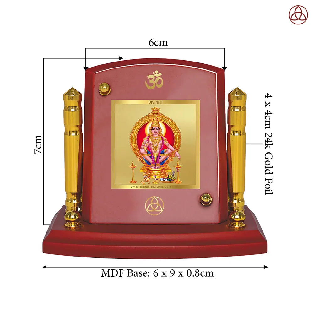 Lord Ayyappan | Hariharan For Car Dashboard Frame in 24K Gold Plated Foil