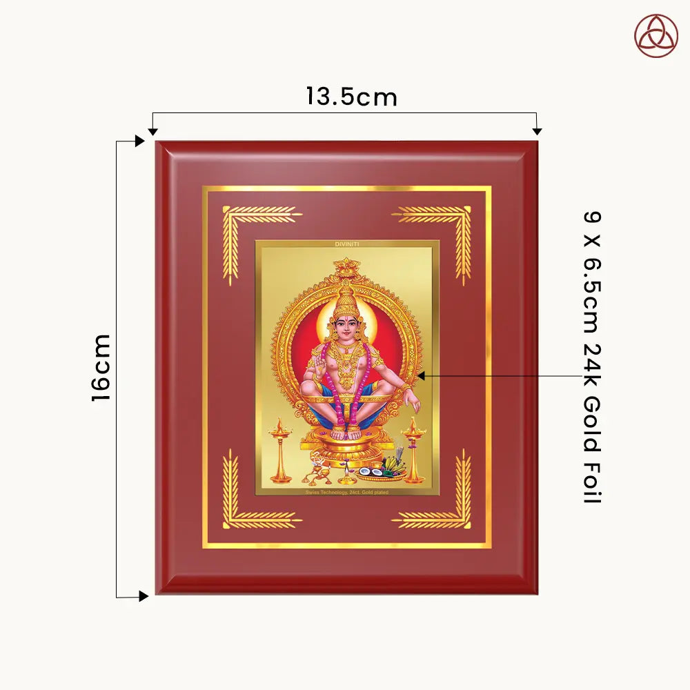 Lord Ayyappan | Hariharan for Wall & Tabletop Photo Frame in 24K Gold Plated Foil