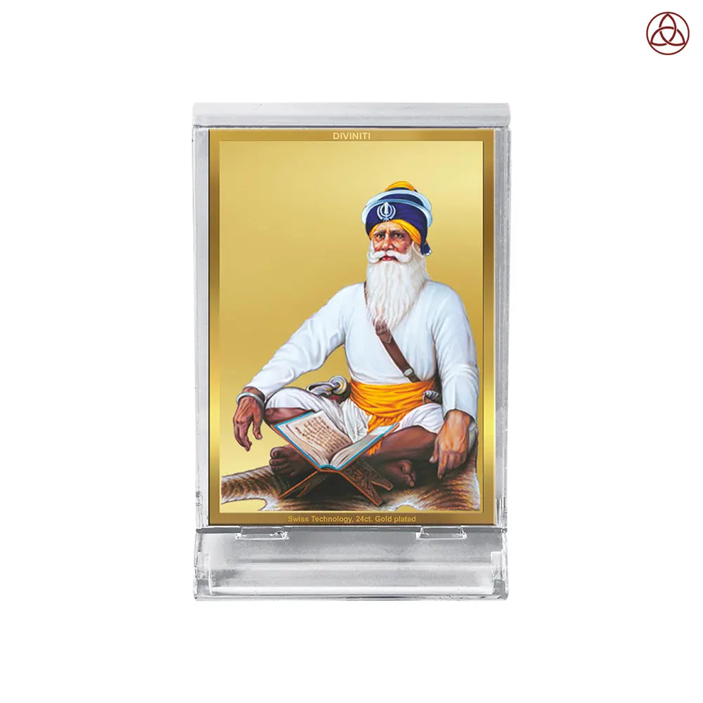 Baba Deep Singh Ji | Nihang Sikh and Martyr Car Dashboard Frame in 24K Gold Plated Foil