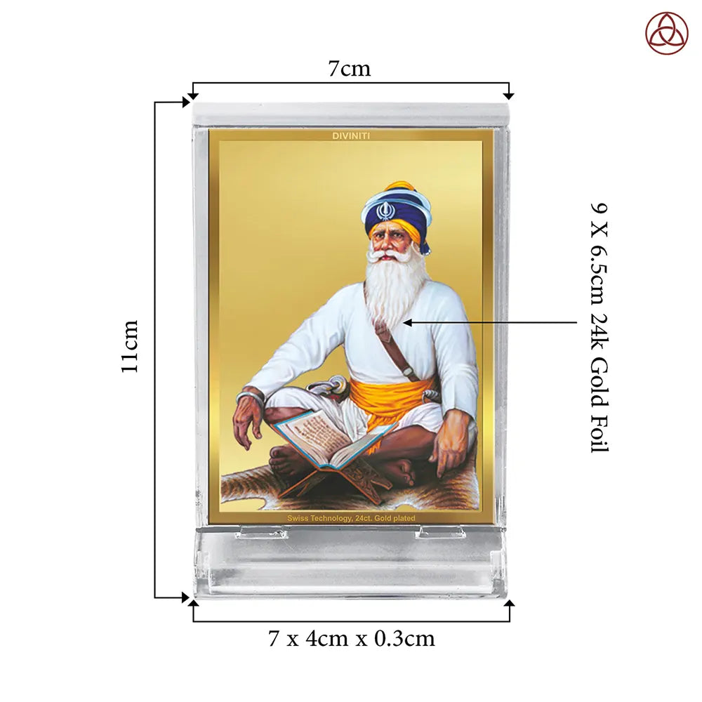 Baba Deep Singh Ji | Nihang Sikh and Martyr Car Dashboard Frame in 24K Gold Plated Foil