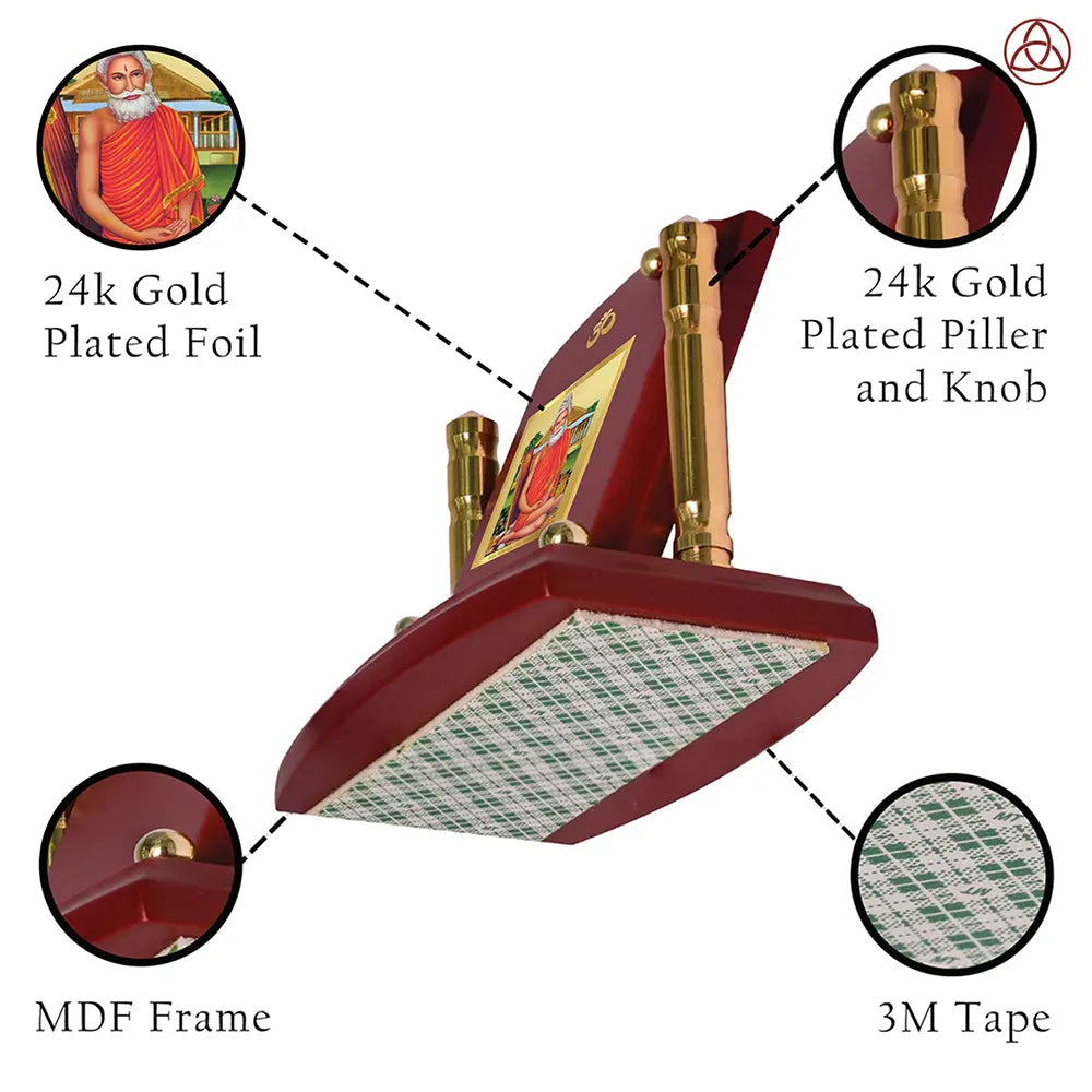 Baba Lokenath | Lokenath Brahmachari For Car Dashboard Frame in 24K Gold Plated Foil