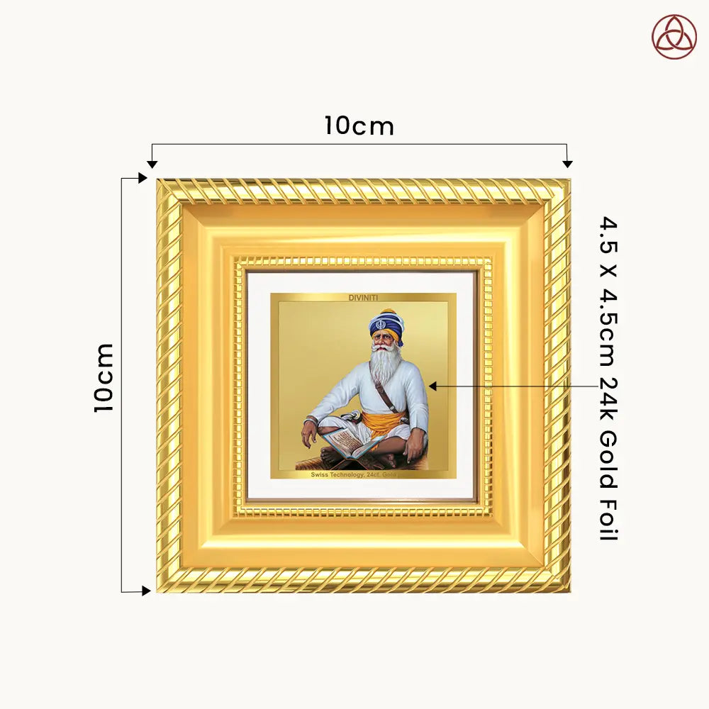 Baba Deep Singh Ji | Nihang Sikh and Martyr Tabletop Frame in 24K Gold Plated Foil