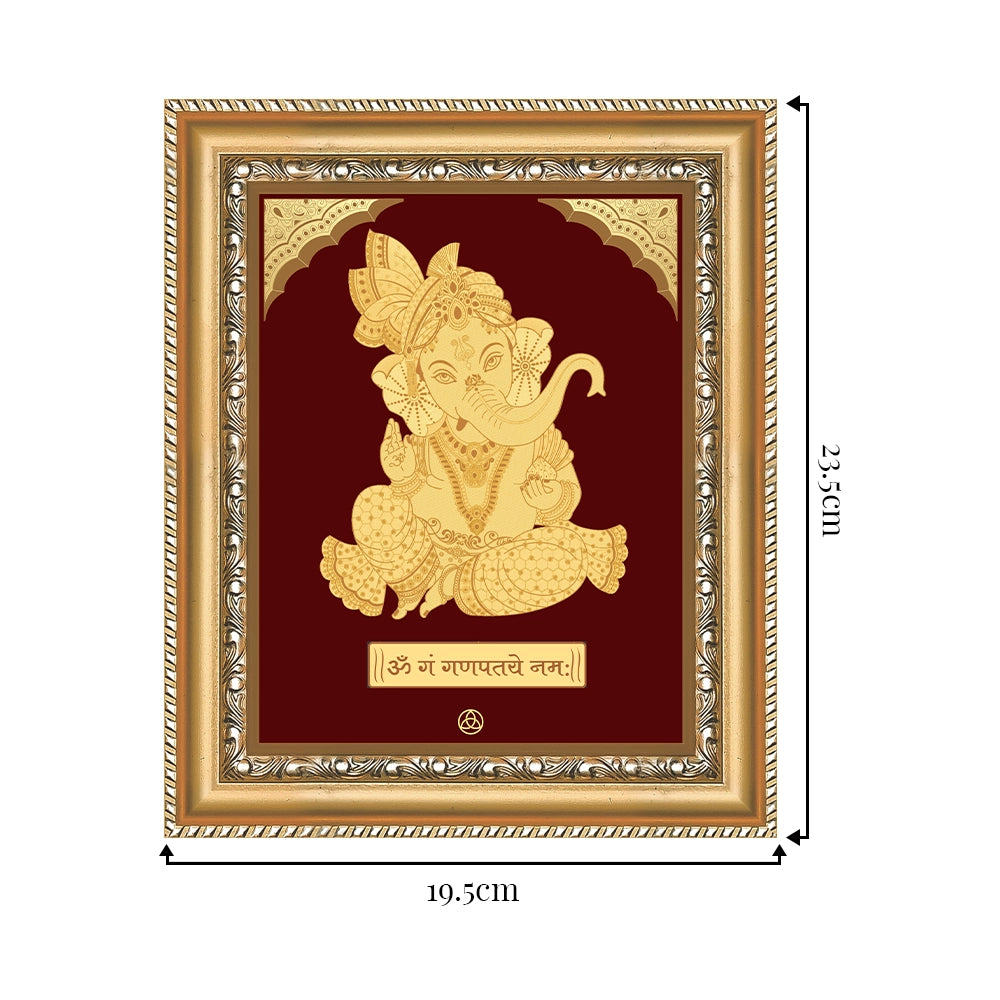 Bal Ganesha | Bal Ganapati|Baby Ganapati| For Gold on Gold Wall Hanging Frame in 24K Gold Plated Foil