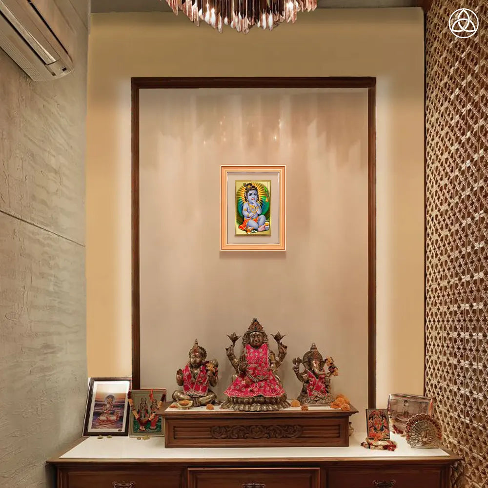 Bal Gopal | Baby Krishna | Devakinandana for Wall Photo Frame in 24K Gold Plated Foil