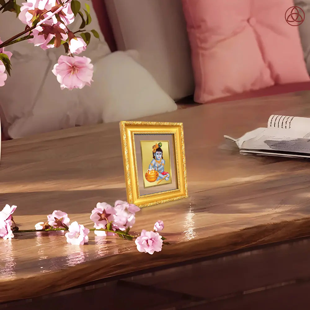 Makhan Gopal |Baby Krishna | Devakinandana For Wall Hanging & Tabletop Frame in 24K Gold Plated Foil