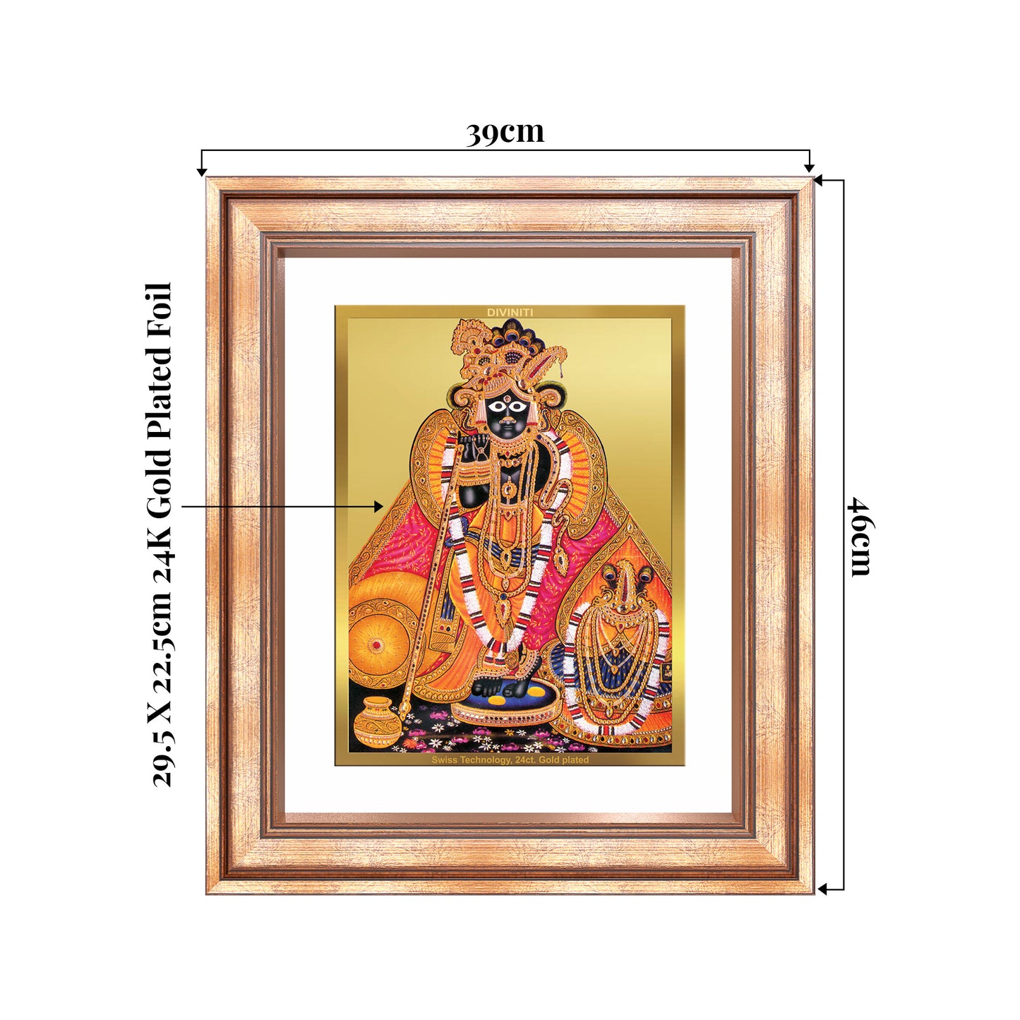 Banke Bihari | Kunjbihari Wall Mount Photo Frame in 24K Gold Plated Foil