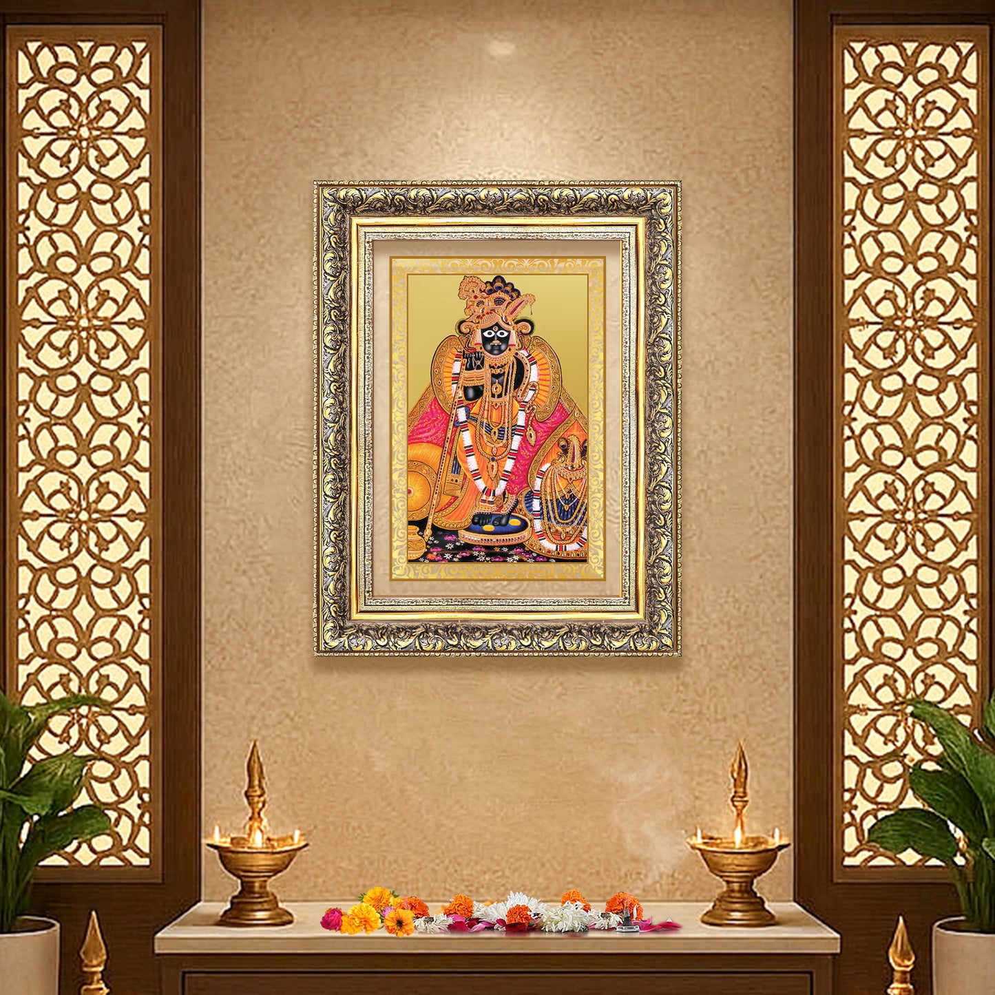 Banke Bihari | Kunjbihari Wall Mount Photo Frame in 24K Gold Plated Foil