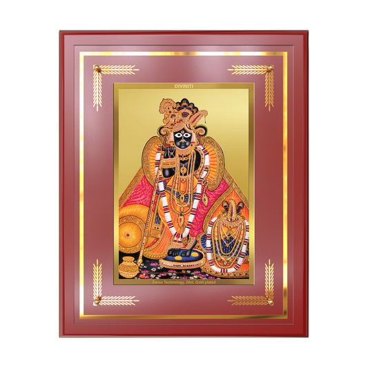 Banke Bihari Kunjbihari Wall Mount Photo Frame in 24K gold-plated foil with divine artwork.