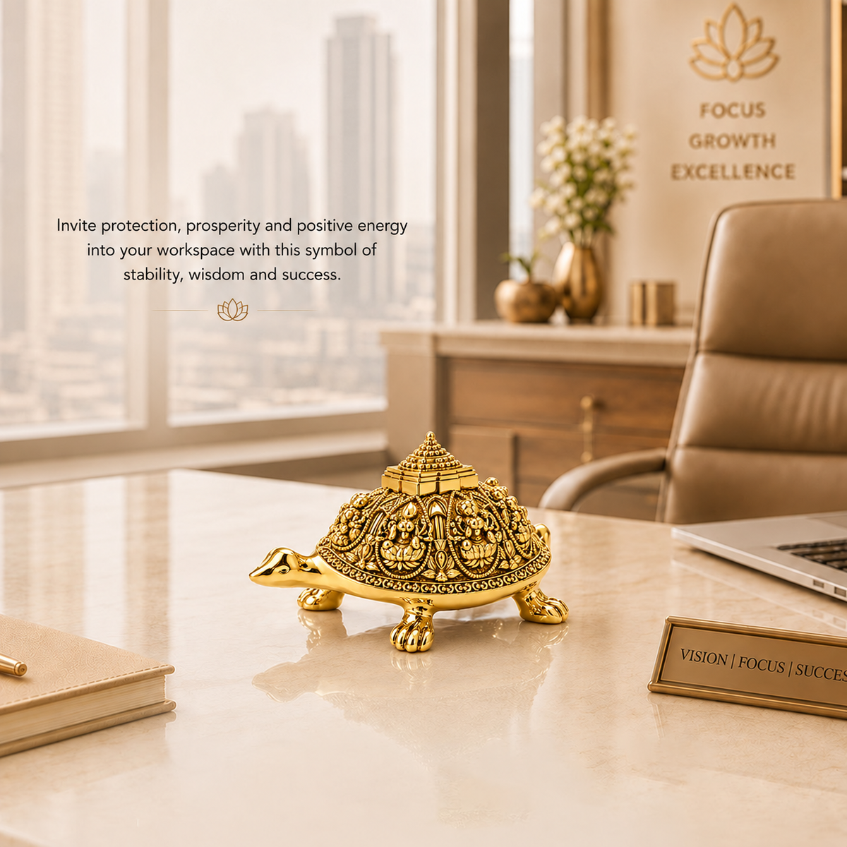 24K Gold-Plated Ashta Lakshmi Tortoise | Premium Gift Box | 4x8 CM