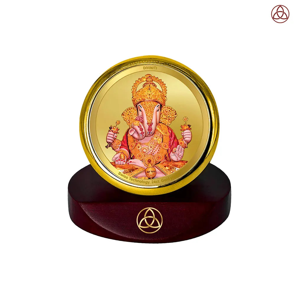Dagdu Ganesh | Shri Dagdusheth Halwai Ganpati Car Dashboard Frame in 24K Gold Plated Foil