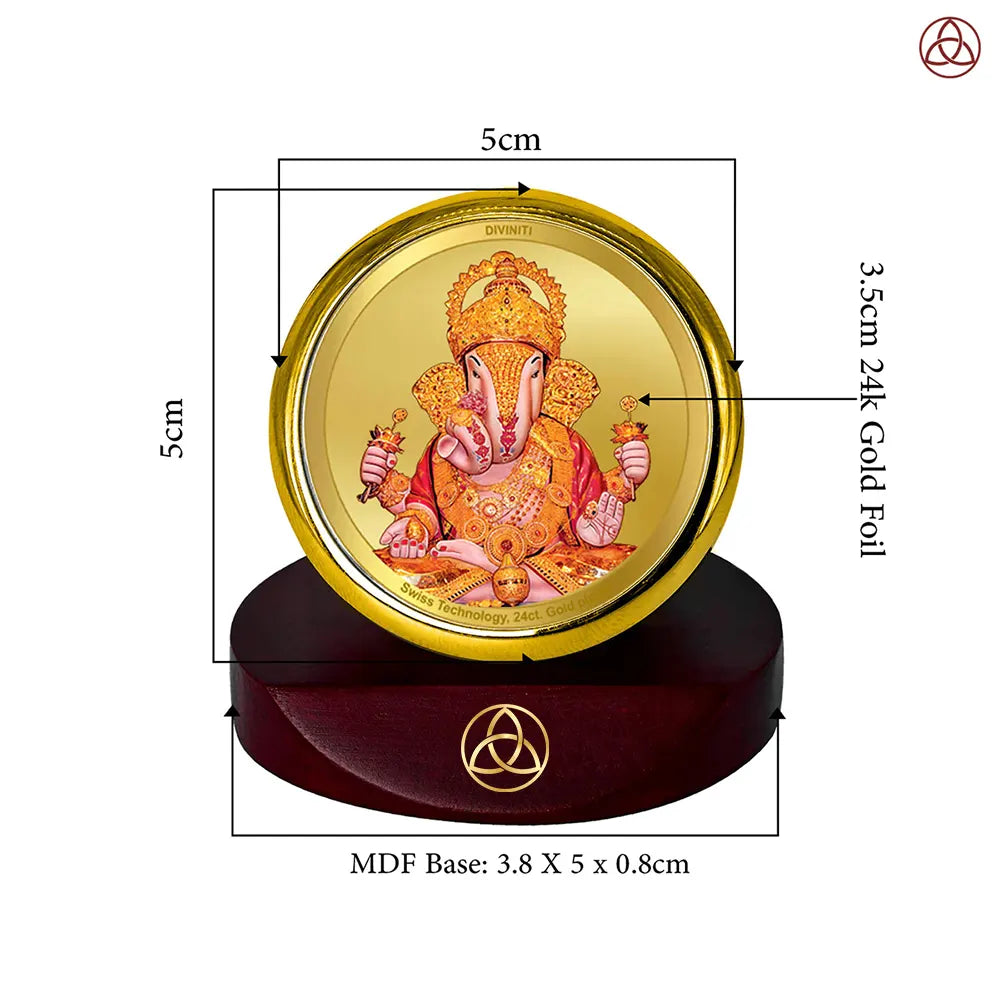 Dagdu Ganesh | Shri Dagdusheth Halwai Ganpati Car Dashboard Frame in 24K Gold Plated Foil