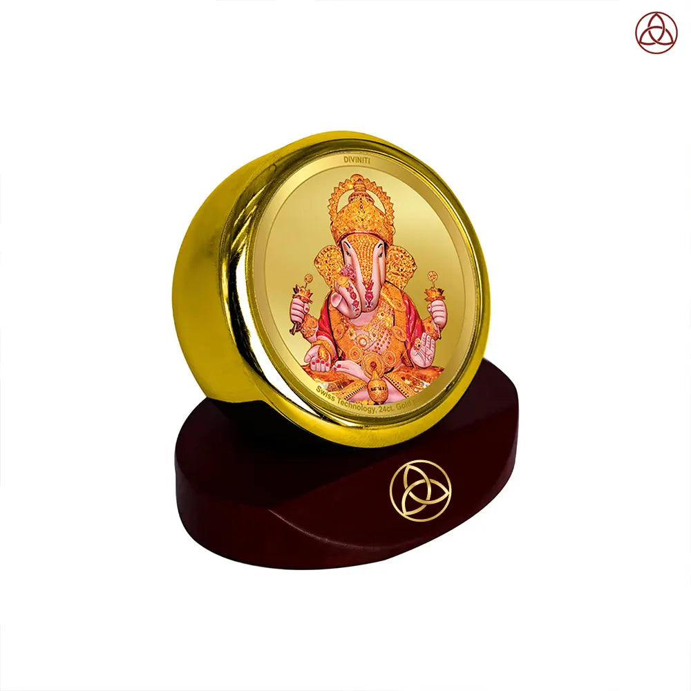 Dagdu Ganesh | Shri Dagdusheth Halwai Ganpati Car Dashboard Frame in 24K Gold Plated Foil